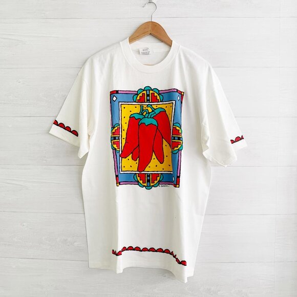 NWOT Vintage 90s Chris Antoine Southwest Chile pepper tunic t-shirt, One Size - Picture 1 of 7